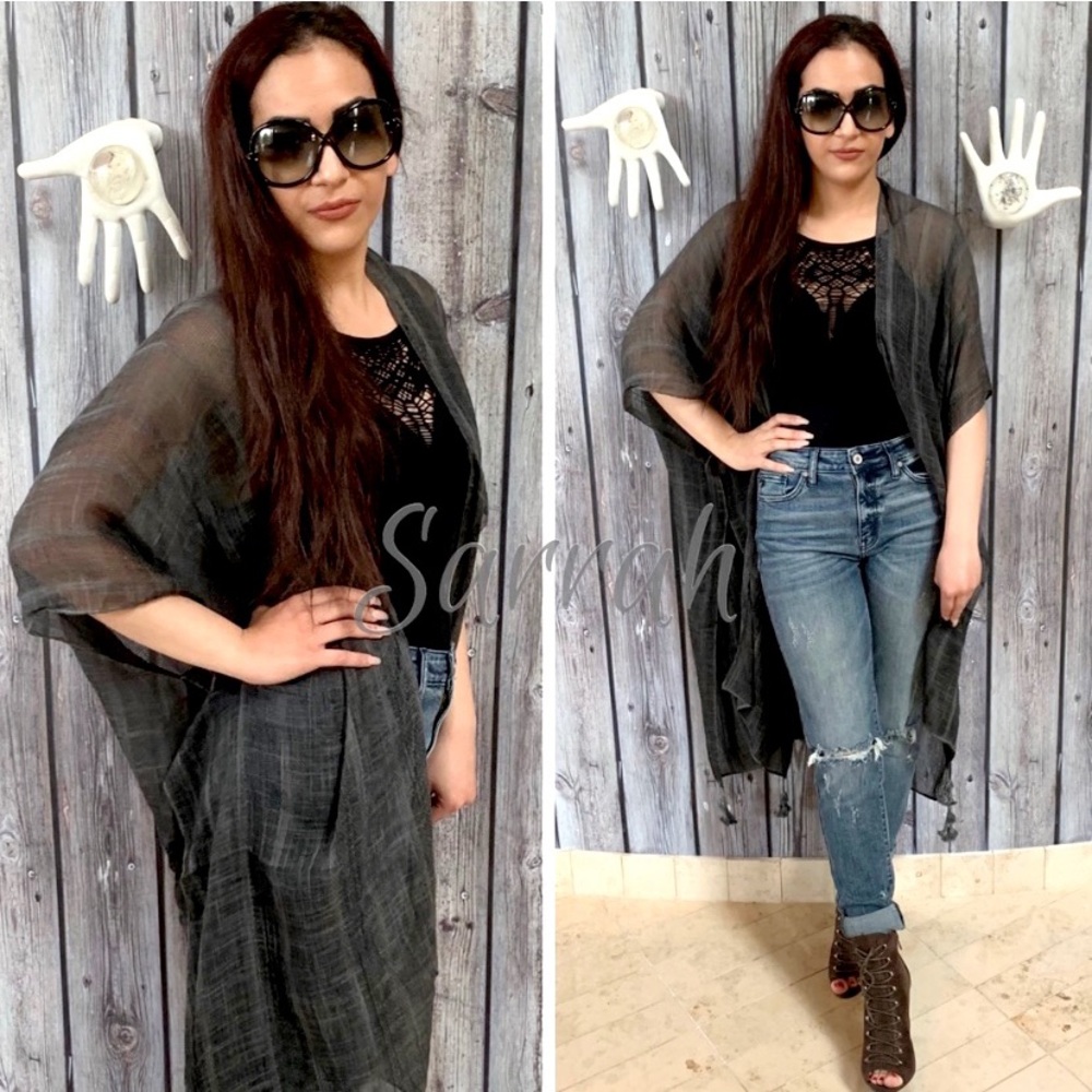 New Bohemian Striped Kimono Cardigan Wrap - Picture 4 of 9